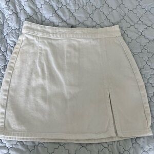 Lioness Cream Mini Skirt with Front Slit